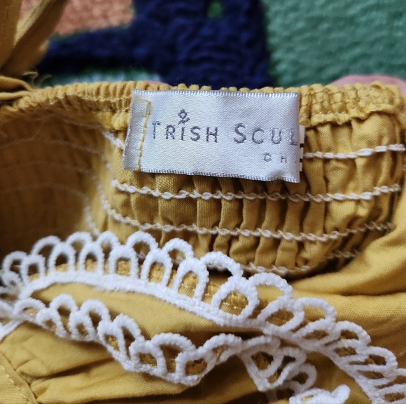 Girls' Mustard Yellow Lace-Trim Party Dress - Picture 5 of 9